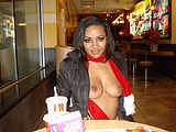 Black Girl Flashing Boobs in Hot Nude Public Photo
