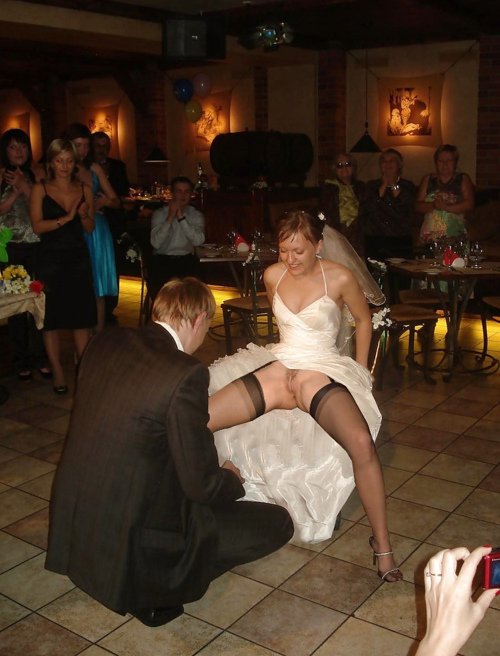 sexy bride nude photo flashing her pussy at party